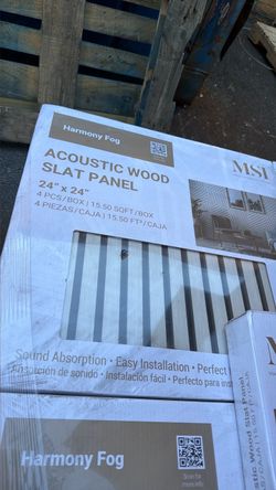 Shop MSI Harmony Fog 24 in. x 24 in. Gray Light Wood Slat Decorative Acoustic Sound Absorbing Panels (4-Pack/15.5 sq. ft.)