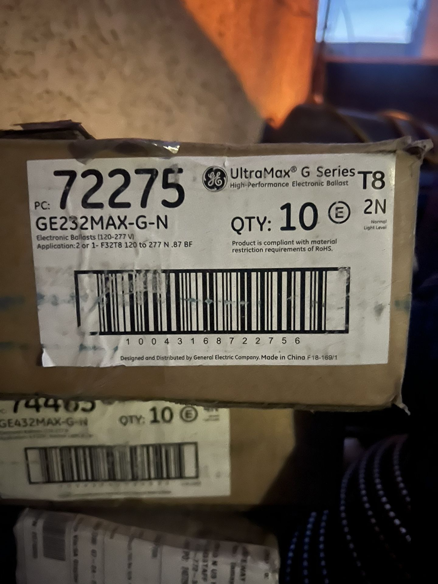 72275 GE232MAX-G-N Electronic Ballasts (120-277 VI Application:2 or 1- F32T8 120 to 277 N .87 BF UltraMax® G Series-High-Performance Electronic Ballas