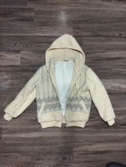 Vintage Samband of Iceland 100% Pure Wool Lined Hooded Zip Sweater Jacket Size L