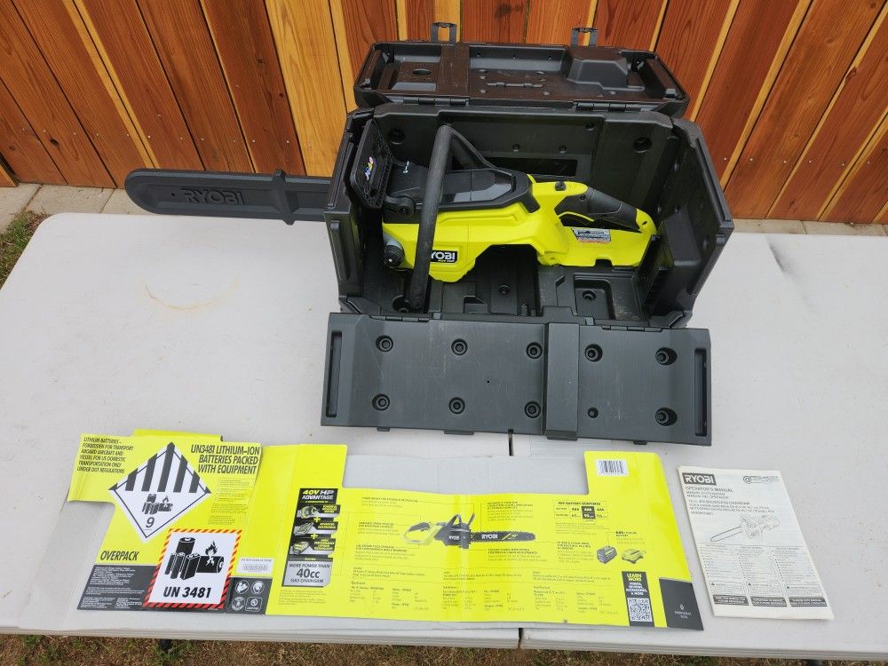 Ryobi 40V 18in Battery Powered Chainsaw (Tool Only) + CASE