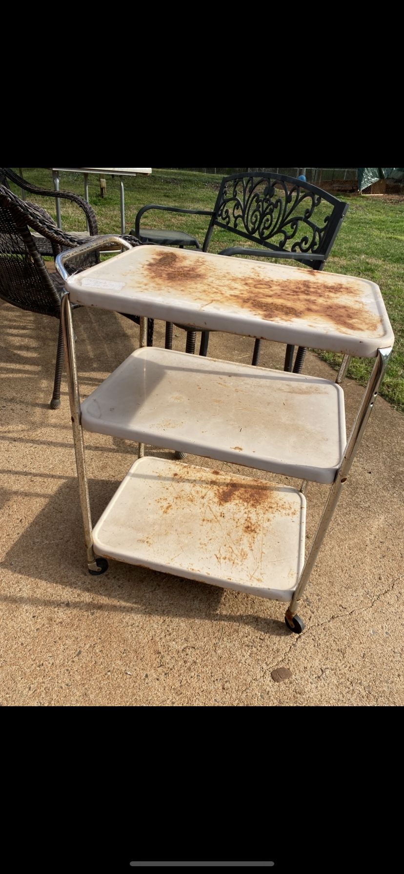 Antique Metal Cart Has Wheels