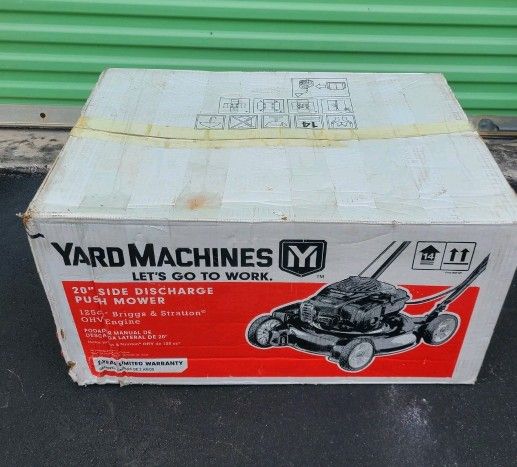 Yard Machine Gas Powered Push Lawn Mower with Engine Oil, 20 Inch Steel Cutting Deck, andÂ
