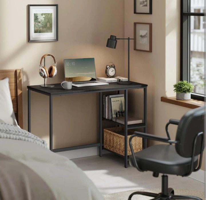 JOISCOPE 40 x 24 Inch Small Gaming Home Office Computer Desk W/ Storage Shelves BLACK