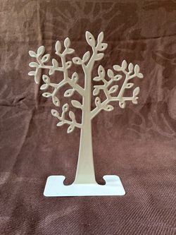 White Metal Tree Jewelry Earring Stand