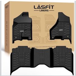 2013 - 2018 Dodge Ram 1500 / 2500 / 3500 Crew Cab, 2019-2024 Ram 1500 Classic Crew Cab 4 Full Size Doors All Weather Floor Mats Black 