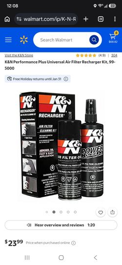 K&N Performance Plus Universal Air Filter Recharger Kit, 99-5000