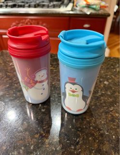 Fun Holiday Penguin and Snowman Travel Tumblers