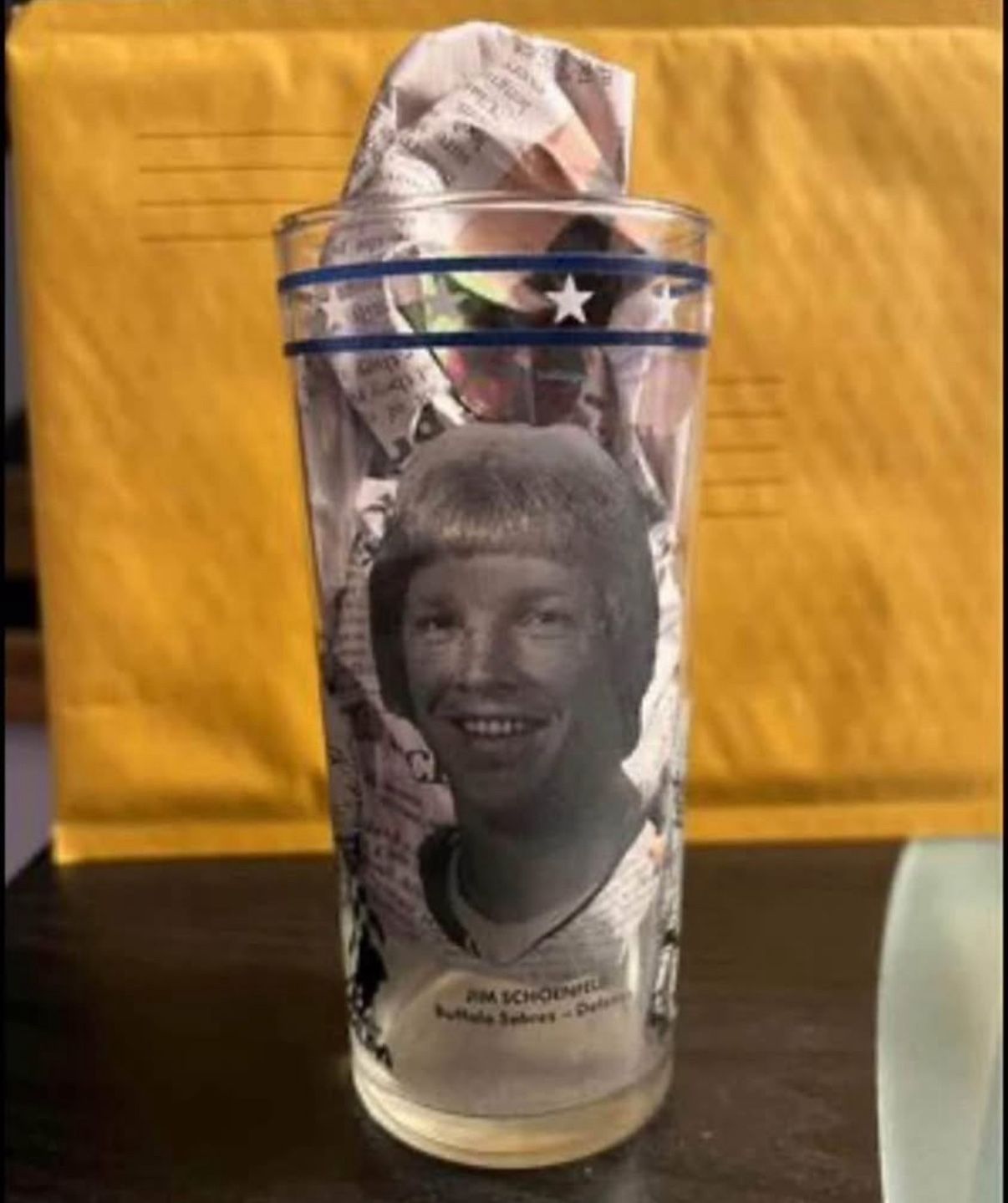 1974 Jim Schoenfeld Buffalo Sabres NHLPA GLASS