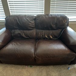 Full Leather Brown Couches