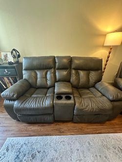 Brown Leather Loveseat