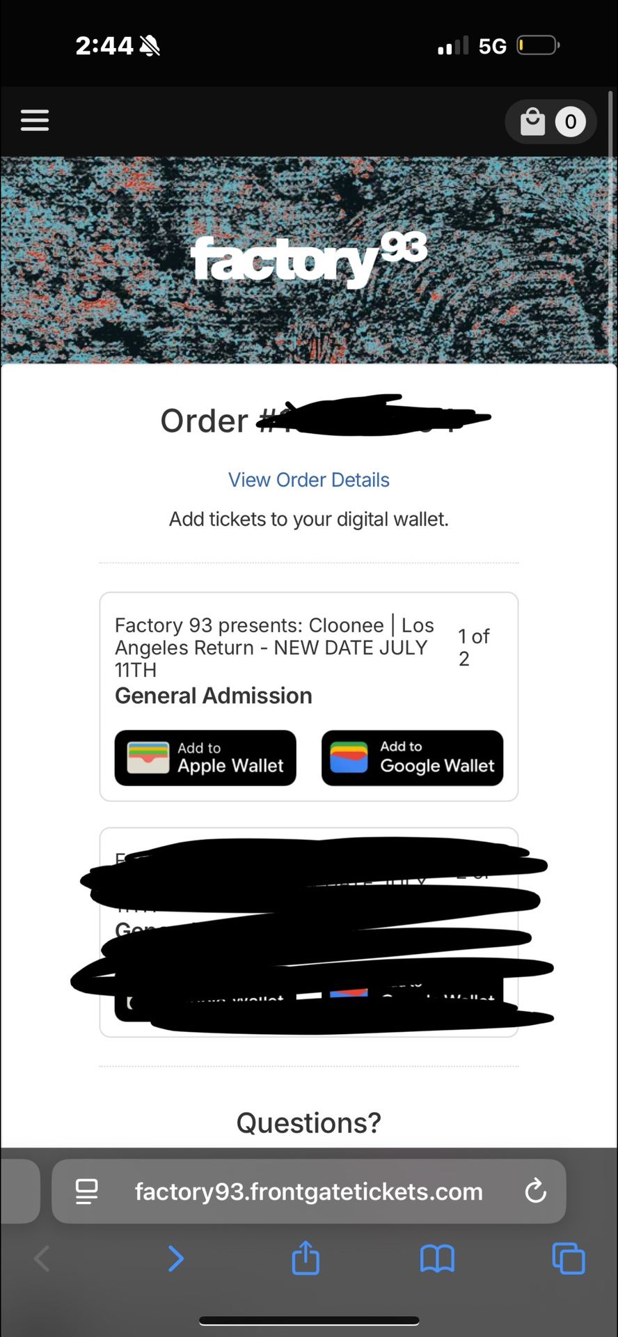 CLOONE FRI TICKET
