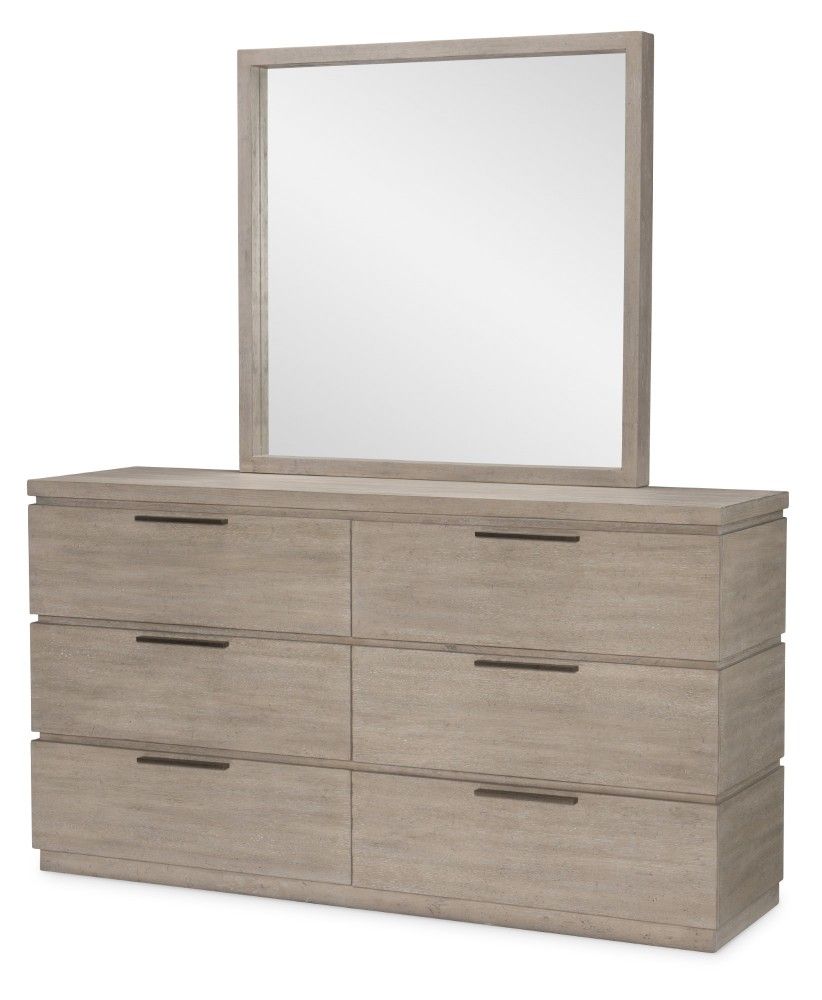 Culverbach Nightstand, 6 Drawer Dresser and Mirror, Gray