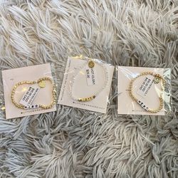 Little Words Project Set of 3 Bracelets VOTE & HERO Gold & Clear Size S/M NWT