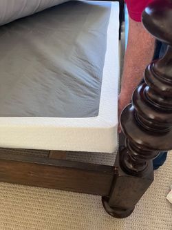 Mattress, TV stand, pictures and barstools