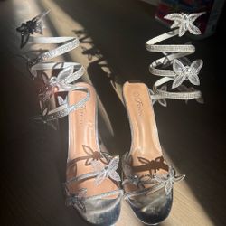 Silver high heels