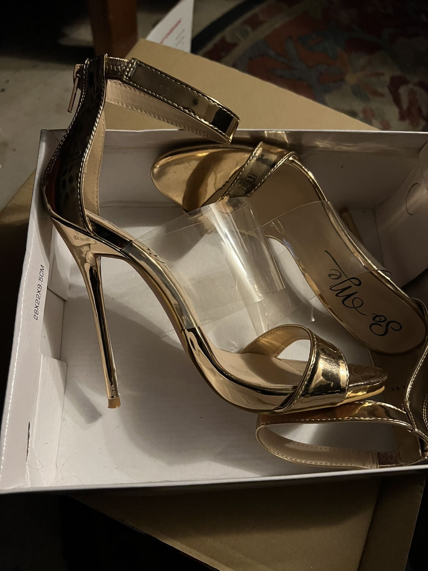 Fashion Nova Gold & Clear Heels 