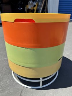 Vintage Ikea PS 2014 Retro Round 1 Pair Plastic Compartment Storage Side Table