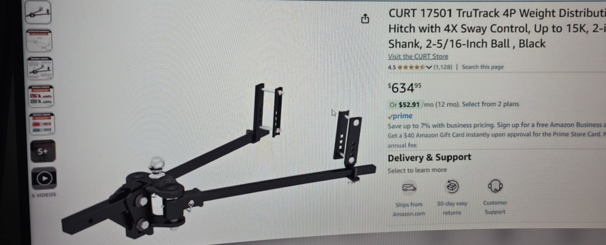 Curt 17501 15k Weight Distribution Hitch