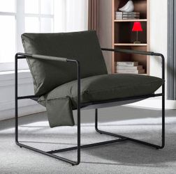 Modern Accent Chair - Simple Metal Framed Armchair, Soft 35D Shredded Foam Cushion Upholstered Comfy Relaxing Chairs for Living Room Bedroom Reading C