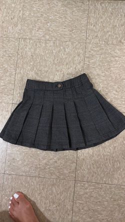 Gray Plaid Pleated Mini Skirt for girls 6/7
