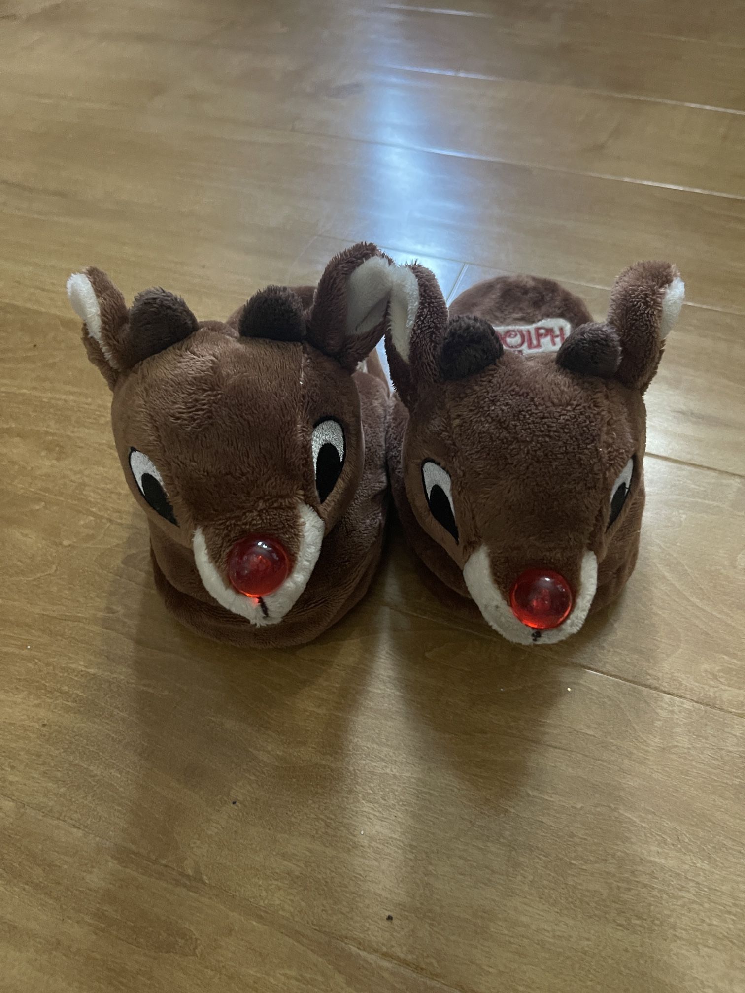 Rudolph Red Noses Reindeer Kids Slippers Size 13-1