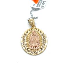 14kt Gold Two Tone Oval Virgin Mary Pendant 2.75grams 171824 8