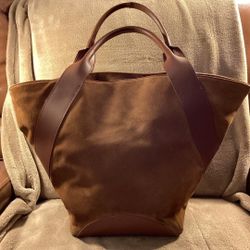 Bruno Magli Talia Tote Large Bag In Cognac Suede