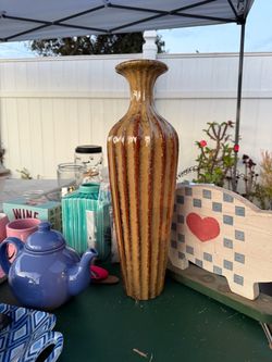 Tall Ceramic Drip Glaze Vase