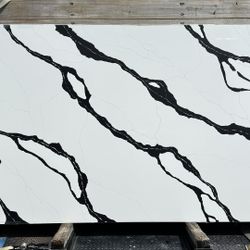 CALACATTA QUARTZ JUMBO SLABS WHITE PANDA 127X64 2CM FOR KITCHEN COUNTERTOPS 