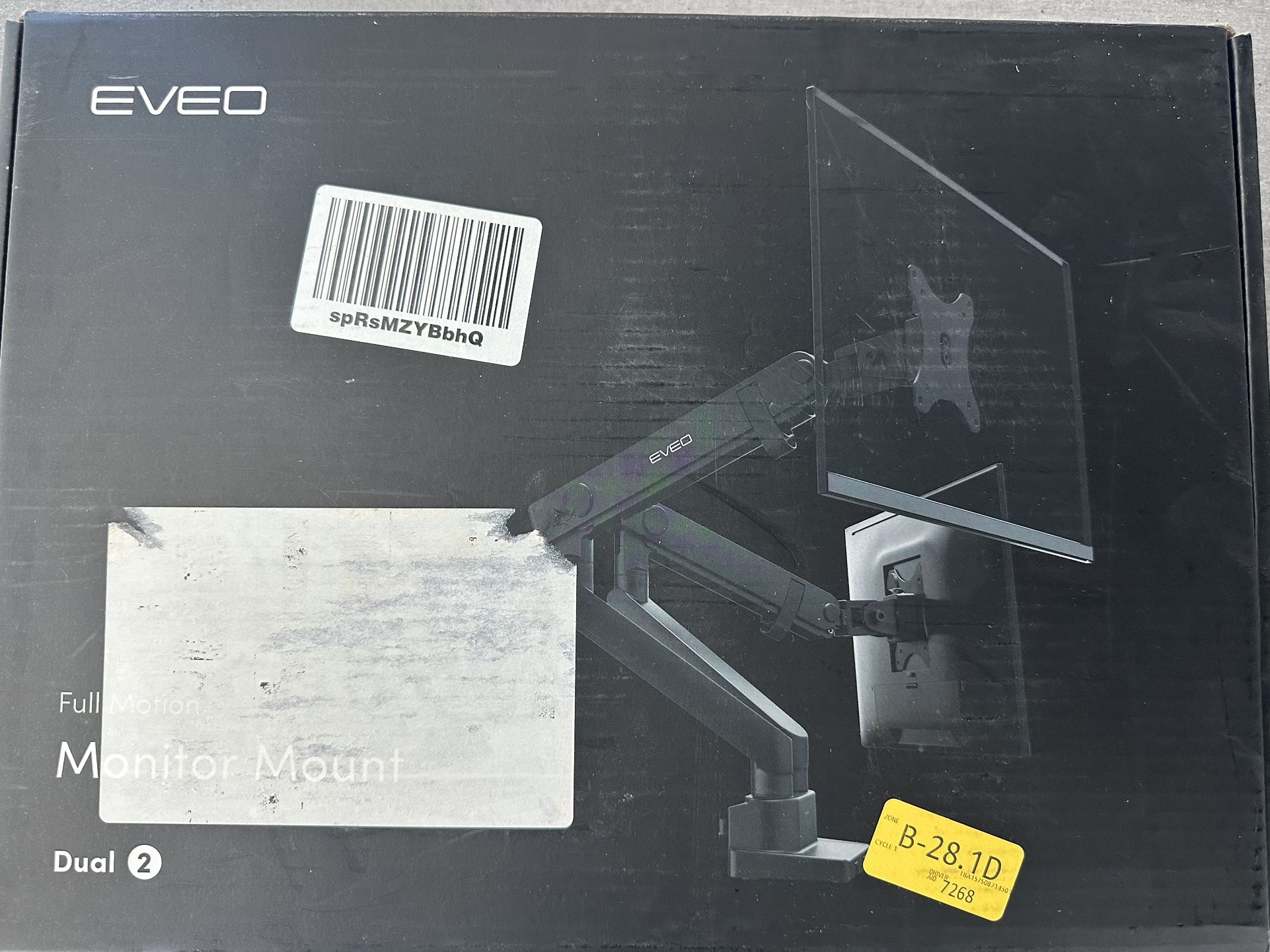 EVEO Premium Dual Monitor Mount 14"-35” Dual Monitor Arm VESA Bracket Adjustable Height Gas Spring Dual Monitor Stand, Screen Full Motion Dual Monitor