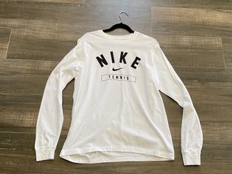 NEW Nike Mens Medium Tennis Long Sleeve Tee - White