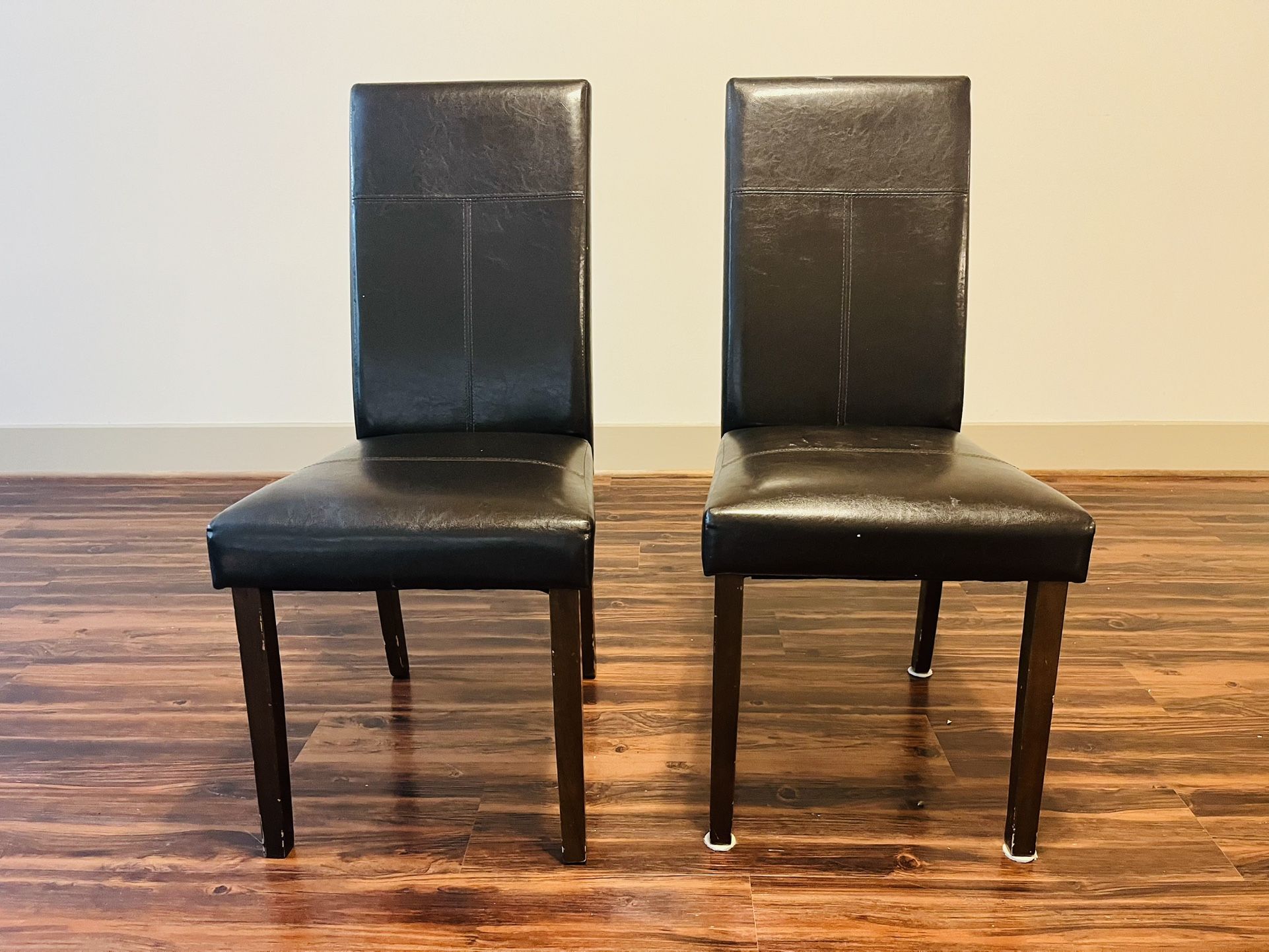 Set of 2 Black Dining Chairs – Faux Leather, Comfortable & Stylish