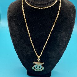 10k Rope Chain W/ Anchor Pendant 