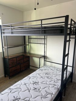 Kids Bunk Bed w/ Desk and RGB lights