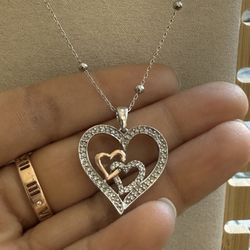 10k & 925 Sterling Silver Heart Pendant