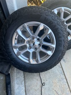 Chevy Silverado RST Z71 OEM 20” wheels and Goodyear Wrangler tires