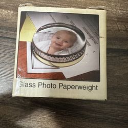 Vintage Glass Photo Paper Weight