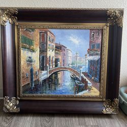 Hand Painted Oil Painting Of Venice Bridge