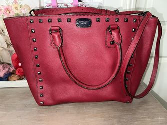 Michael Kors Lg Studded Red Bag & Wristlet