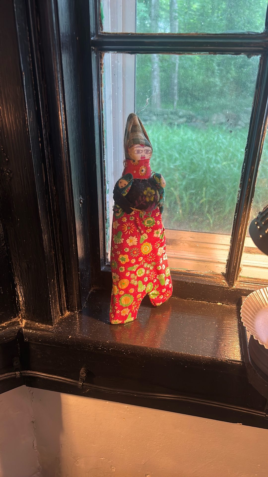 Vintage Handmade Folk Art Cloth Doll Floral Costume Eastern European Style