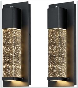 (Brand New in Box) 
LED Dusk to Dawn Outdoor Light Fixture,2 Pack Modern Exterior Wall Sconce Porch Lights, Outside Wall Mount Lighting with Crystal B