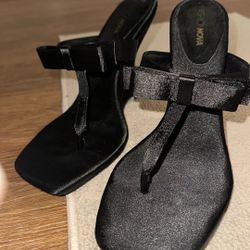 Black Satin Silk FASHION NOVA Mules
