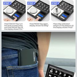 THINKSCALE Milligram Scale, 50g/0.001g Digital Jewelry Scale, Micro Gram Scale for Powder, Medicine, Gold, Gem, Reloading, Mg Scale 6 Units, Tare, Cal