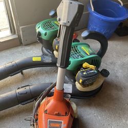 2 Leaf Blowers 1 Weed Whacker