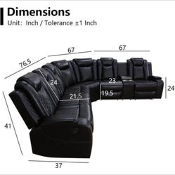 Leather Power Recliner Sectional