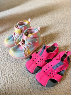 Nike Pink Sandals 7C & Kids WHITIN Tie-Dye Water Shoes 8C girls shoes