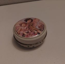 Flower fairy metal tin small trinket container decor