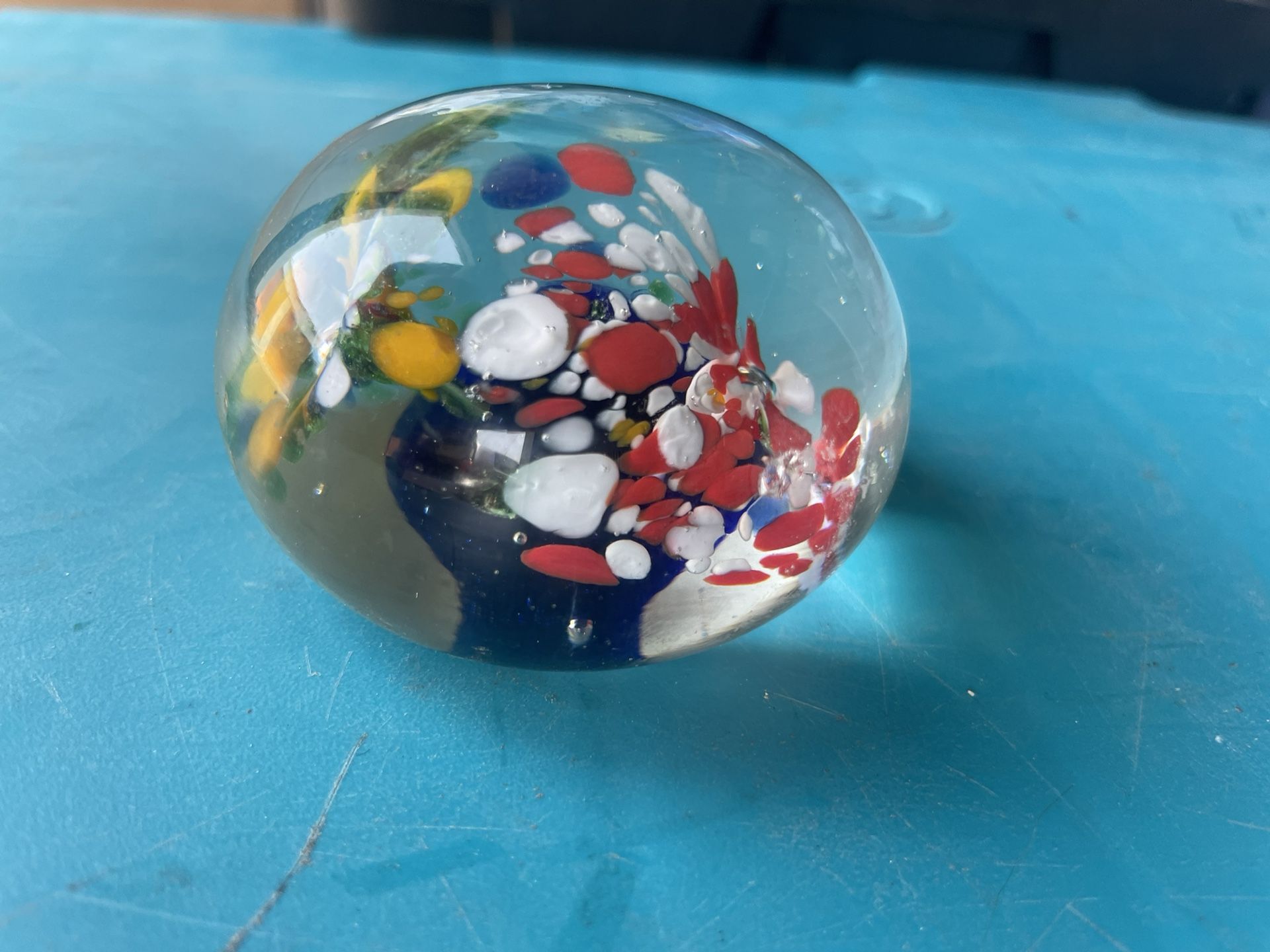 Vintage Murano Glass Paperweight Art Glass Floral