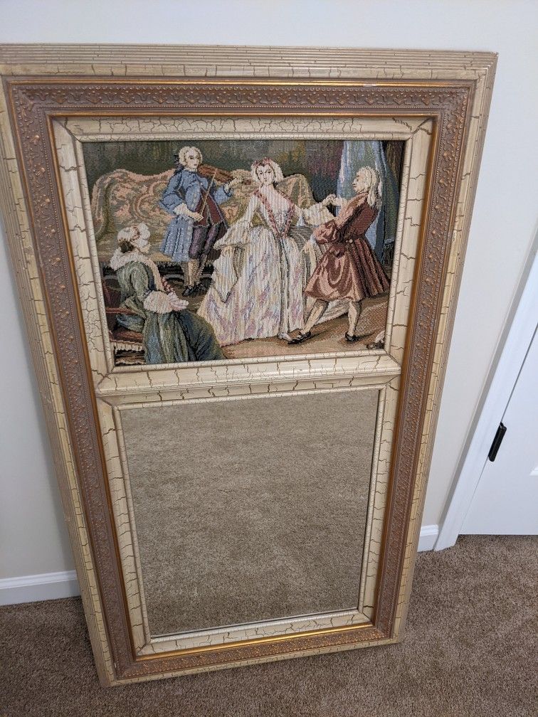 Antique 24x42 Tapestry Mirror