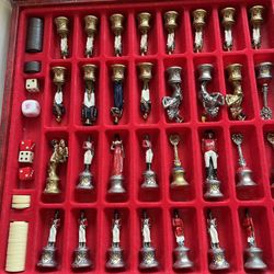 Pewter Hand painted Chess Set 